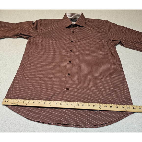 Steven by Steven Land Men’s Dress Shirt Brown Micro Dot Pattern 17 34/35 Modern - Picture 8 of 10
